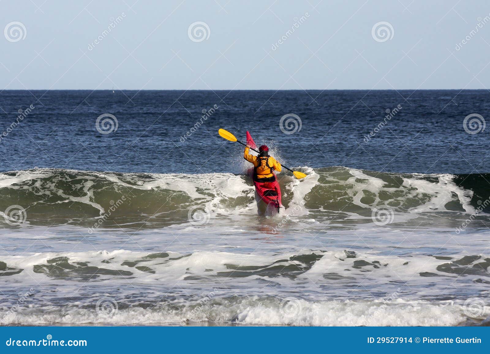 Kayak surfing on sea stock photo. Image of recreation 29527914