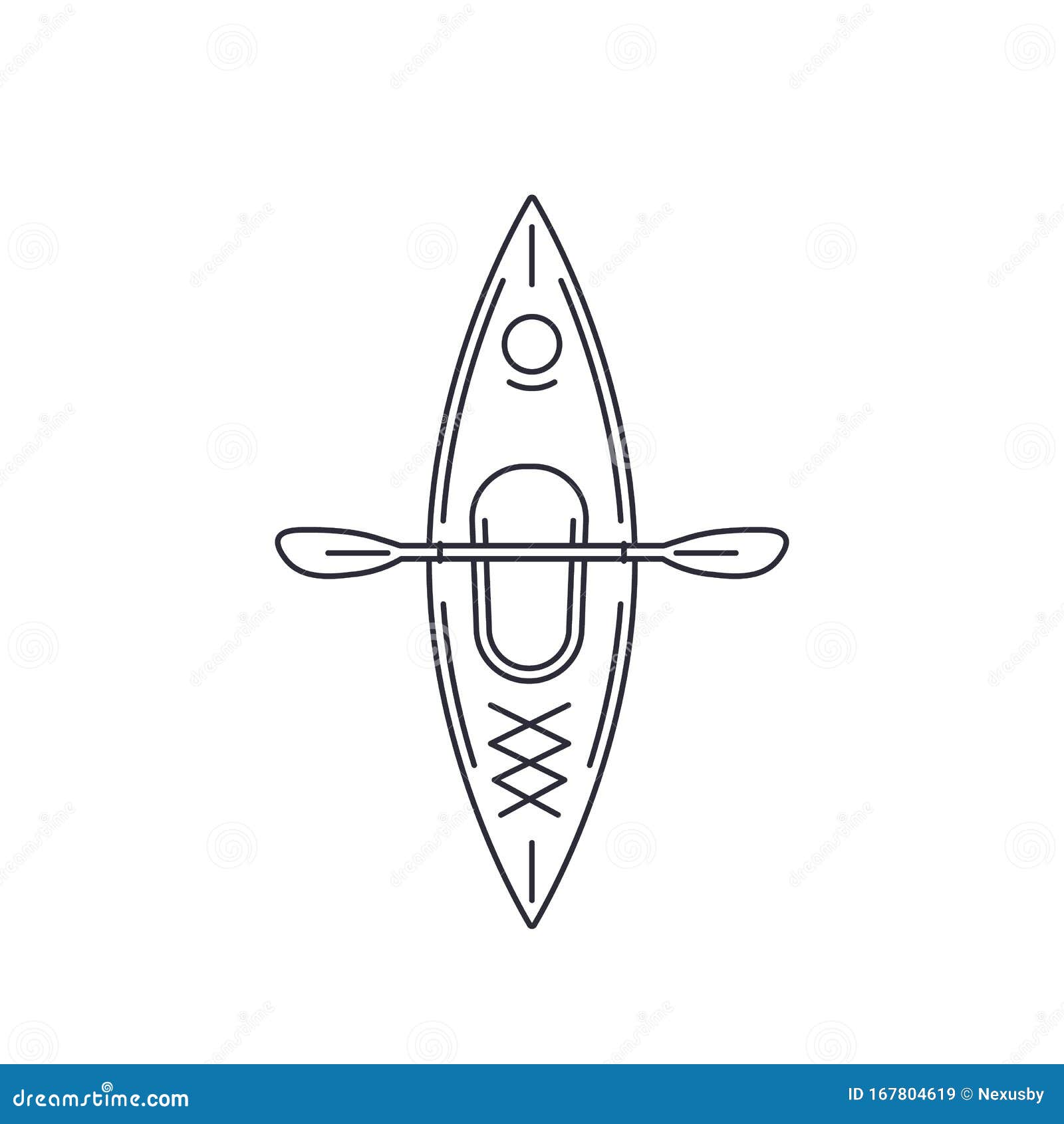 Kayak Top View, Line Style Vector Illustration 向量例证 - 插画 包括有 顶层, 空白
