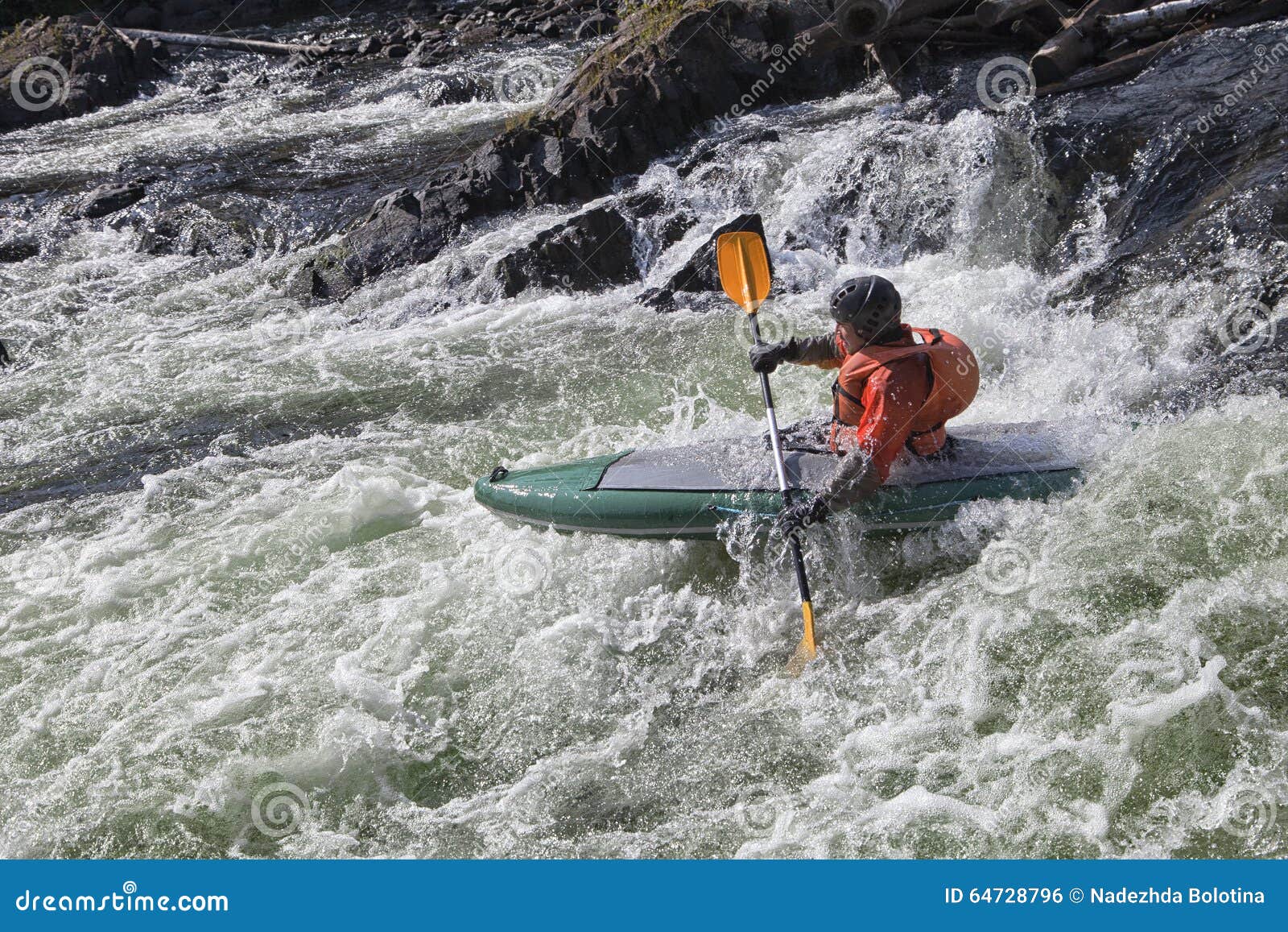 Kayaker in whitewater stock photo. Image of boat, kayaking 64728796