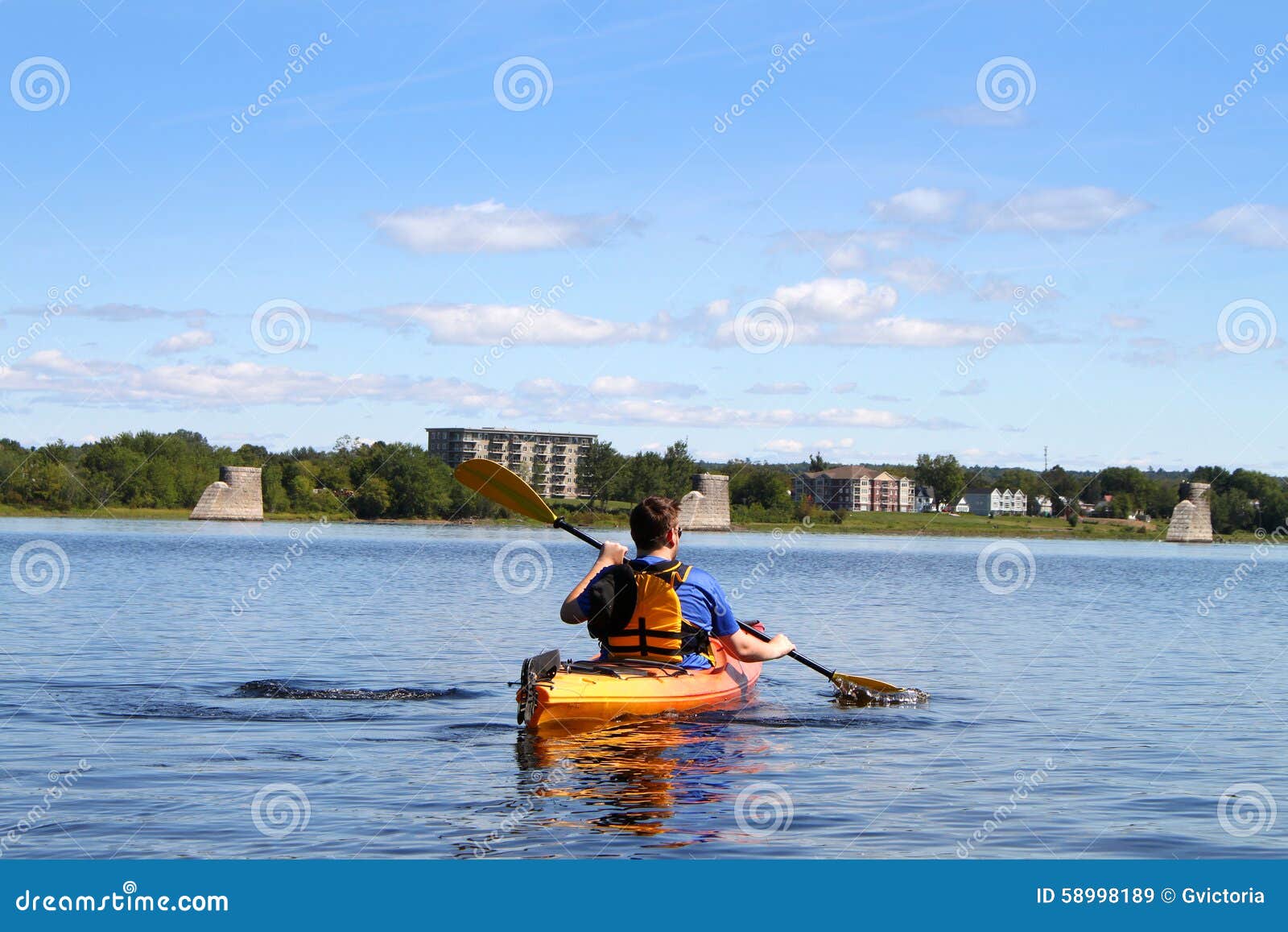 Kayaking On The River In Fredericton Stock Photo - Image 