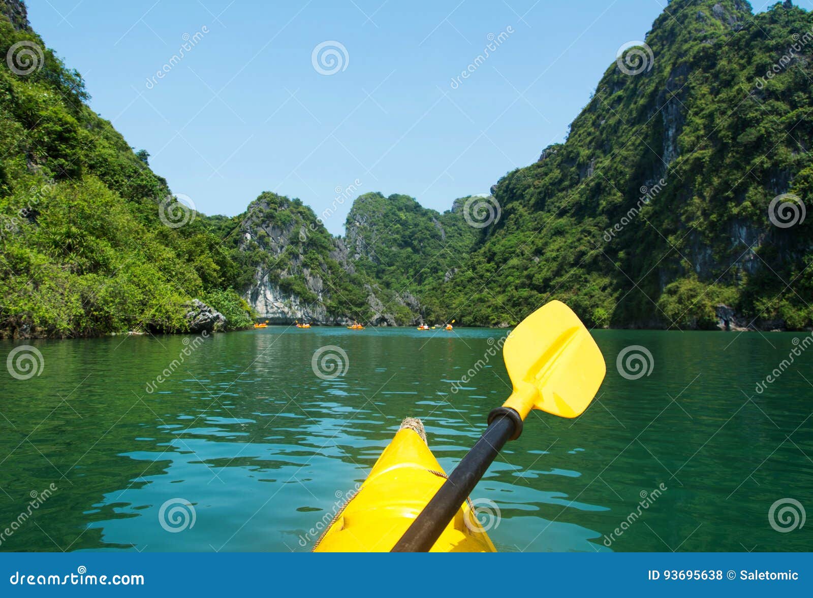kayaking though the halong bay first person