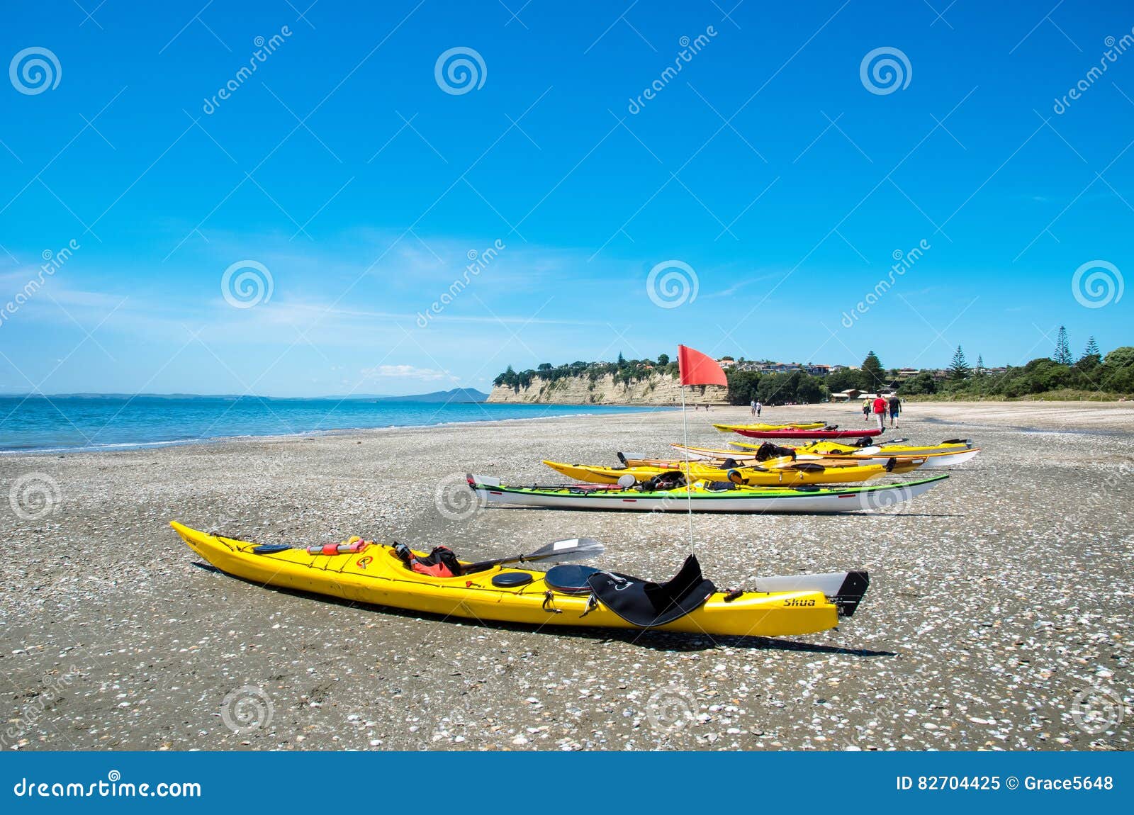 Kayaks Parking Along the Long Bay Beach Park in Auckland,New Zealand ...