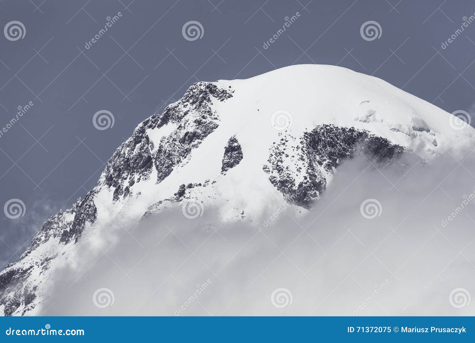 Kazbek Peak Mountains and Blue Sky. Stock Image Image of