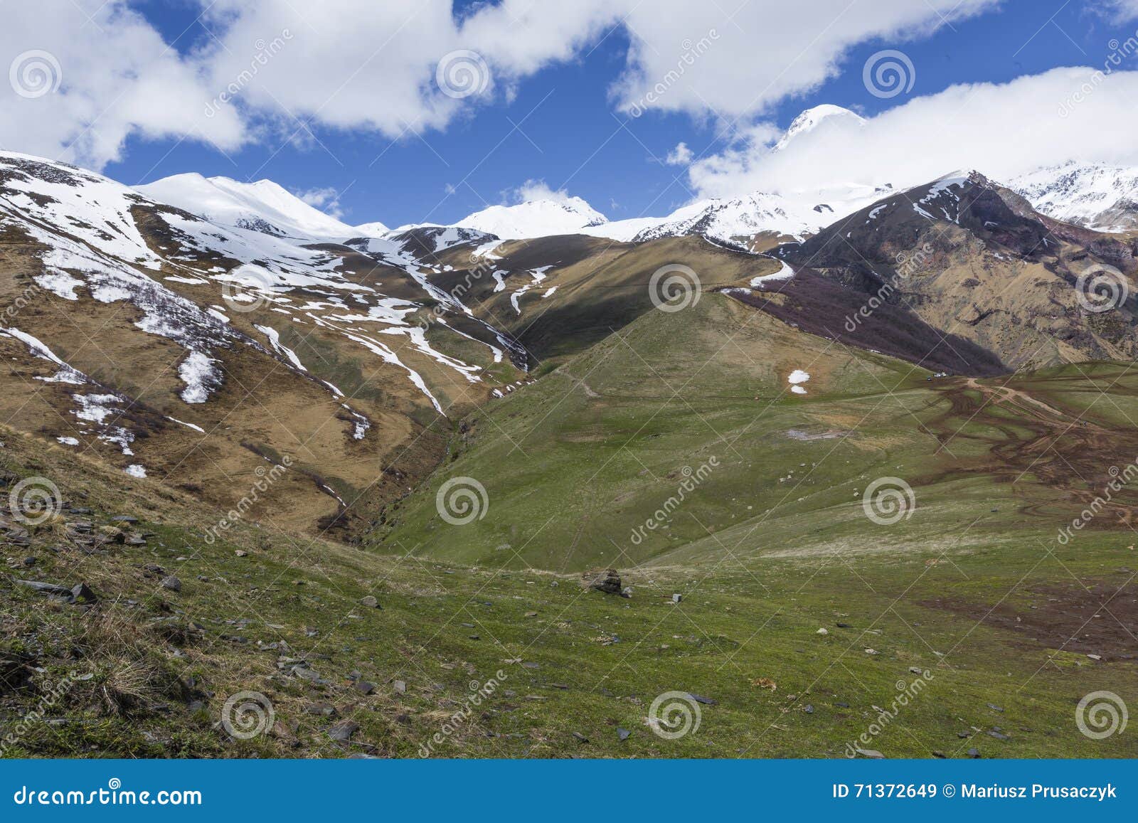 Kazbek Peak Mountains and Blue Sky. Stock Image Image of