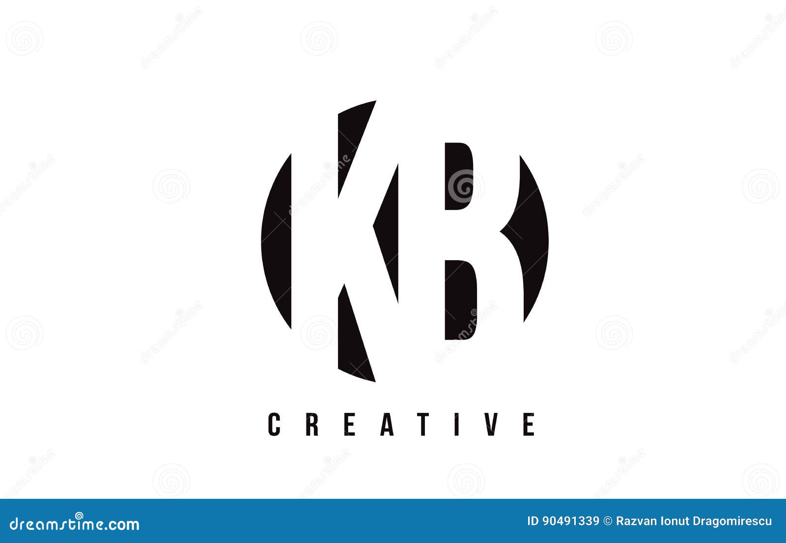 KB K B White Letter Logo Design with Circle Background. Stock Vector