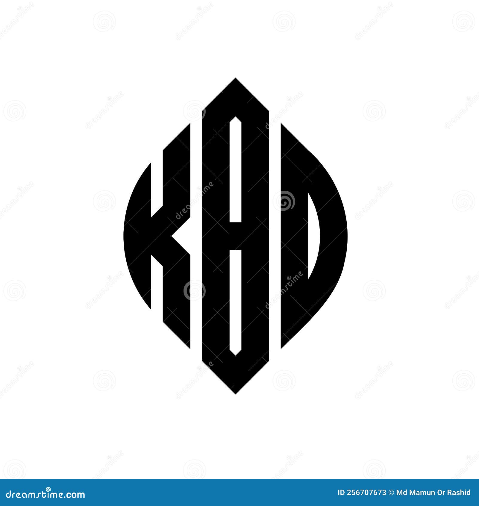 kbd circle letter logo  with circle and ellipse . kbd ellipse letters with typographic style. the three initials form a