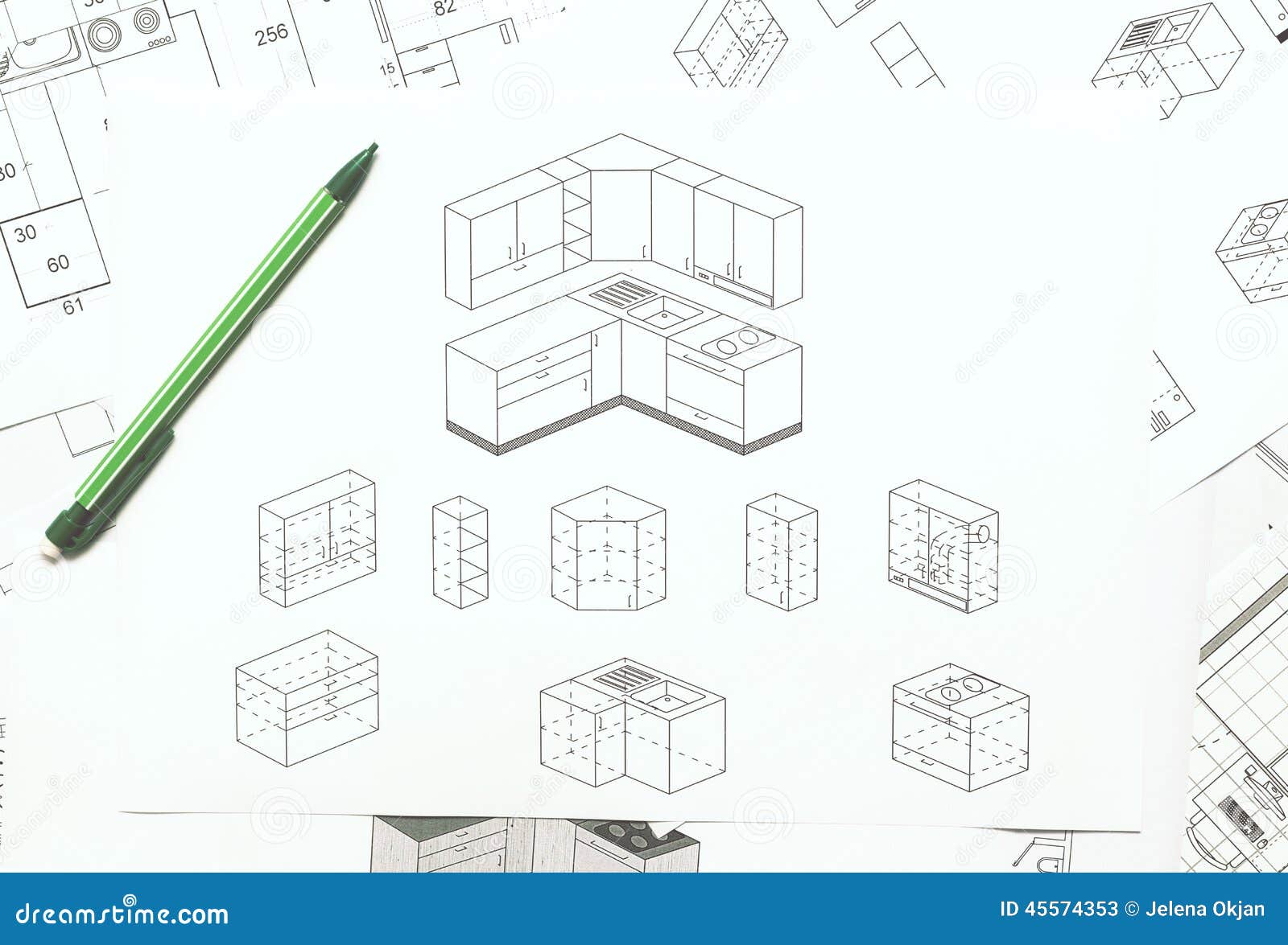 Küchenplan Stockfoto - Bild: 45574353