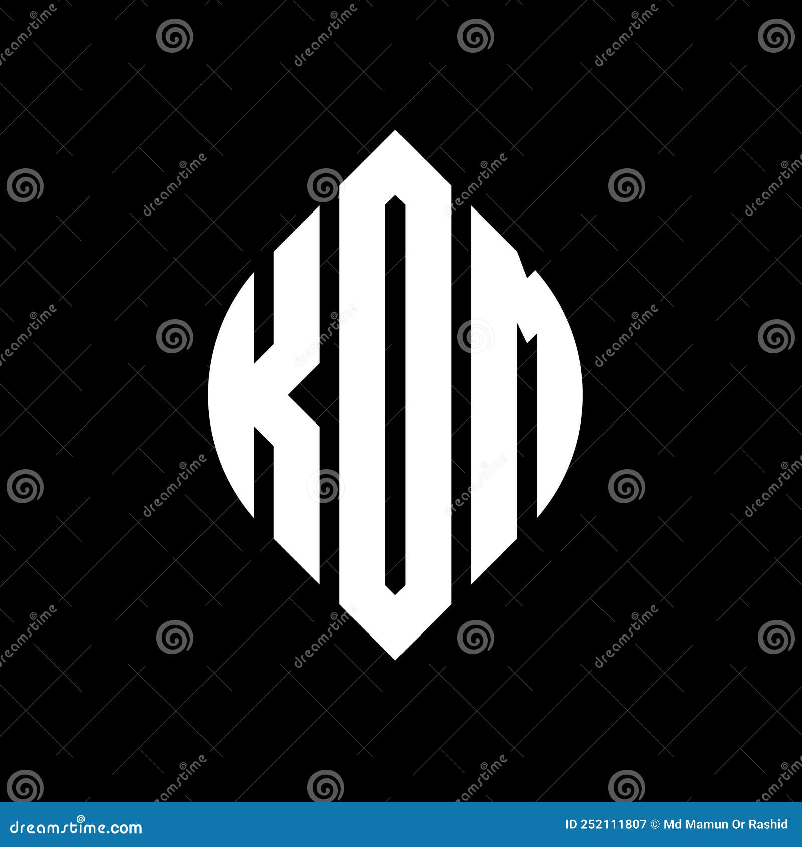 kdm circle letter logo  with circle and ellipse . kdm ellipse letters with typographic style. the three initials form a