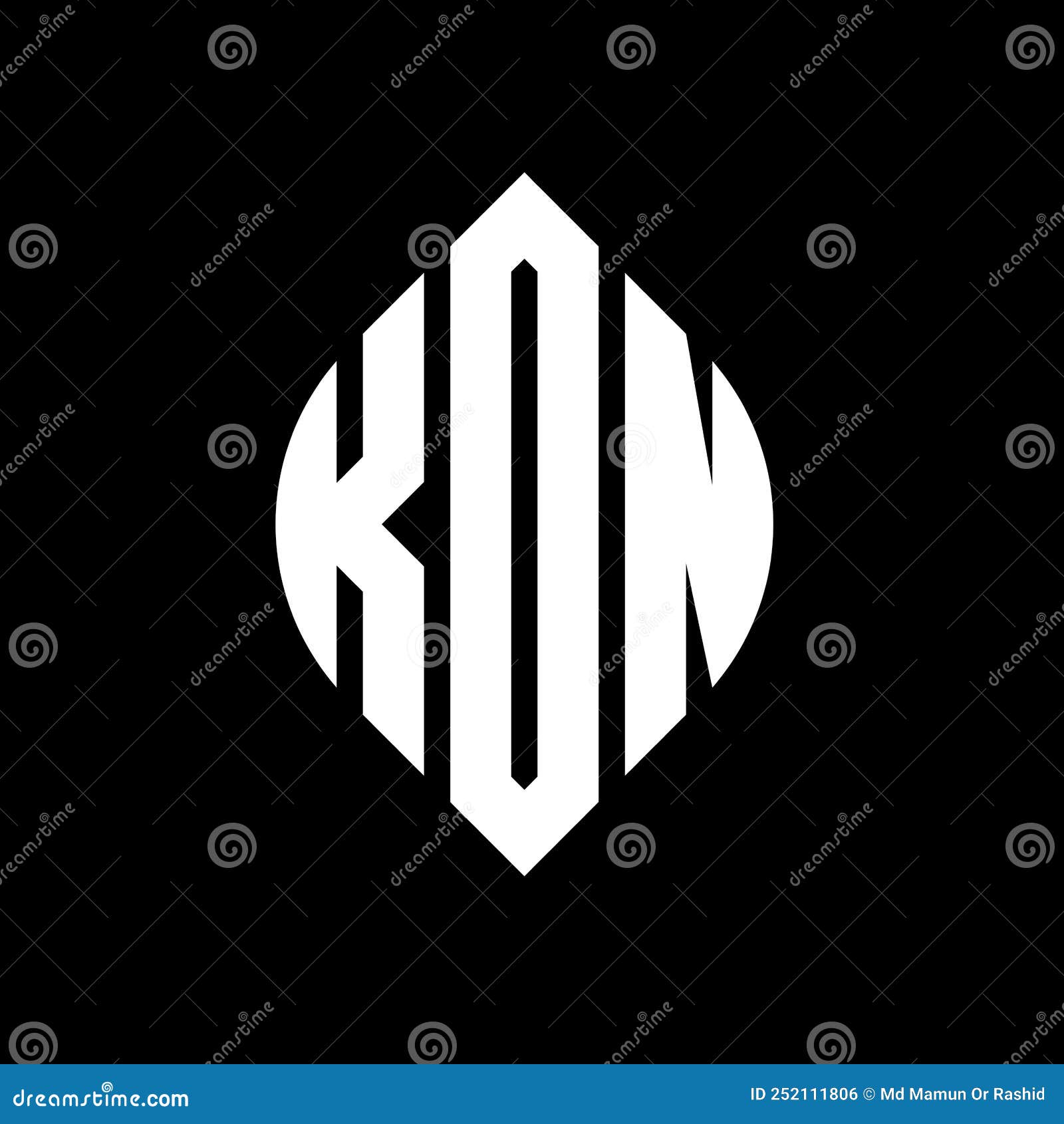 kdn circle letter logo  with circle and ellipse . kdn ellipse letters with typographic style. the three initials form a