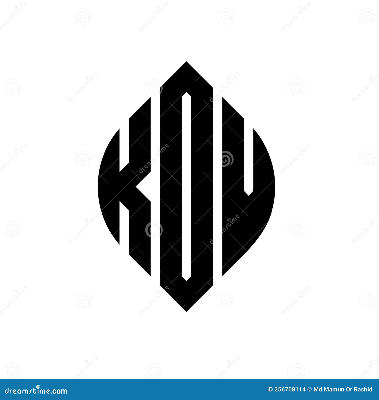 kdv circle letter logo  with circle and ellipse . kdv ellipse letters with typographic style. the three initials form a