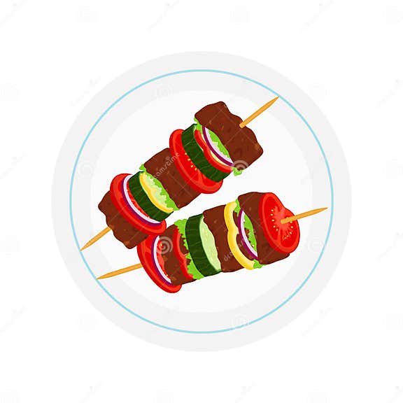 Kebabs Auf Platte, Gebratenes Fleisch - Werfen Sie, Schweinefleisch ...