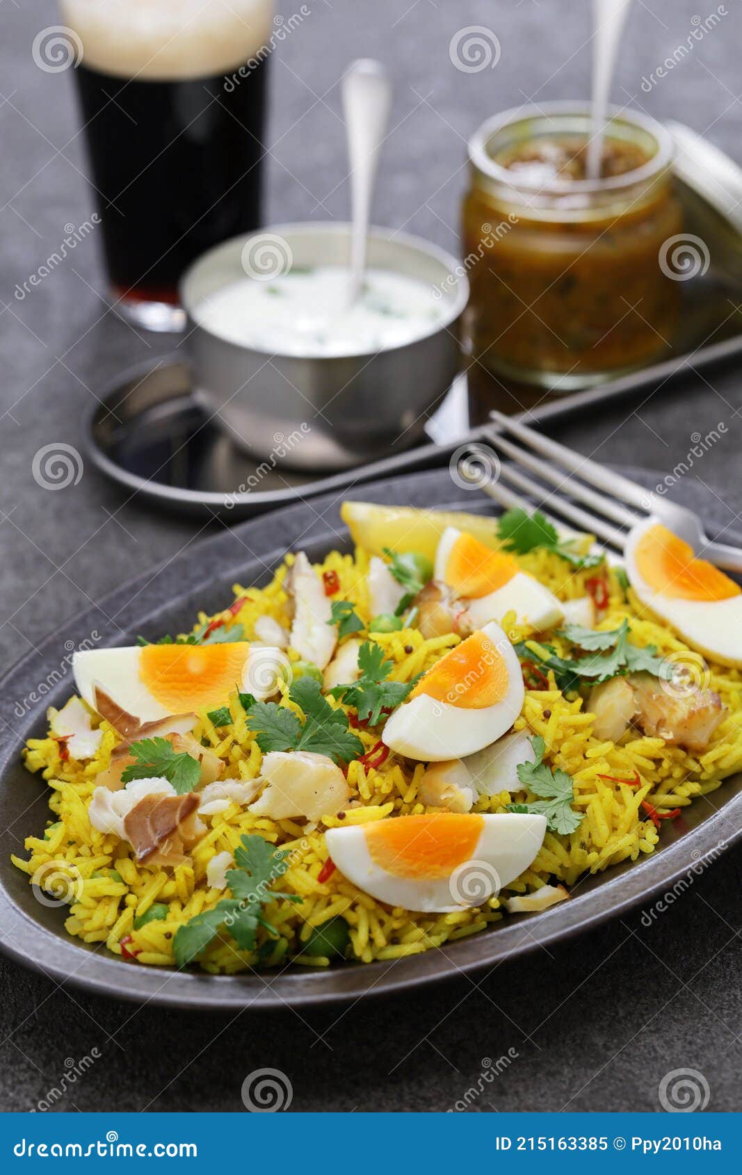 Smoked Haddock Kedgeree, English Breakfast Stock Image - Image of