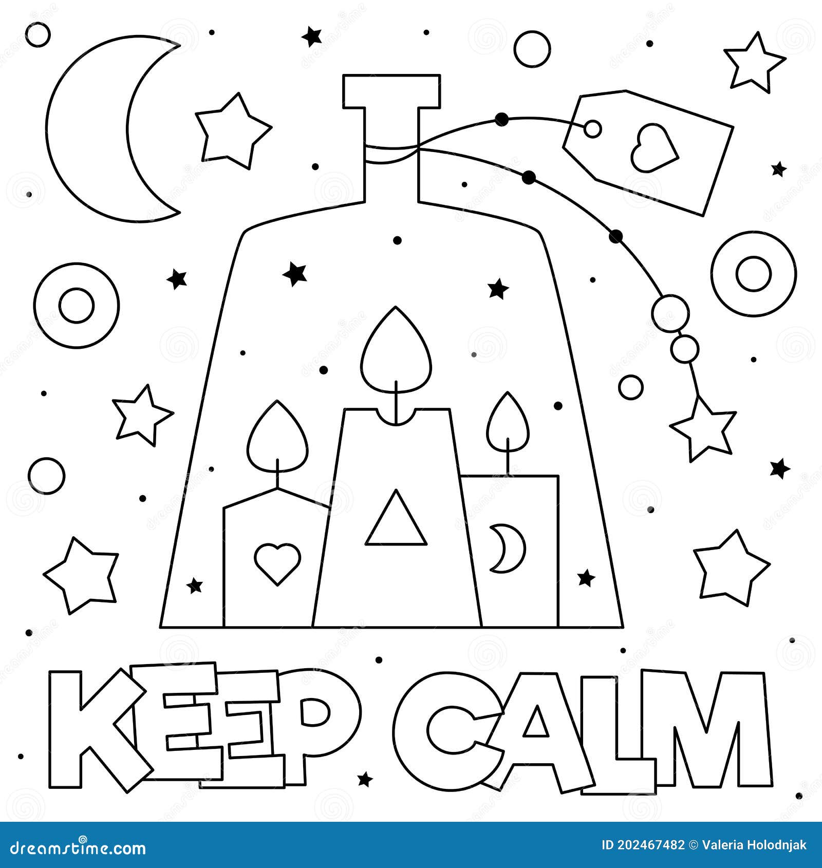Keep Calm. Coloring Page. Vector Illustration of Candles. Stock Vector Illustration of