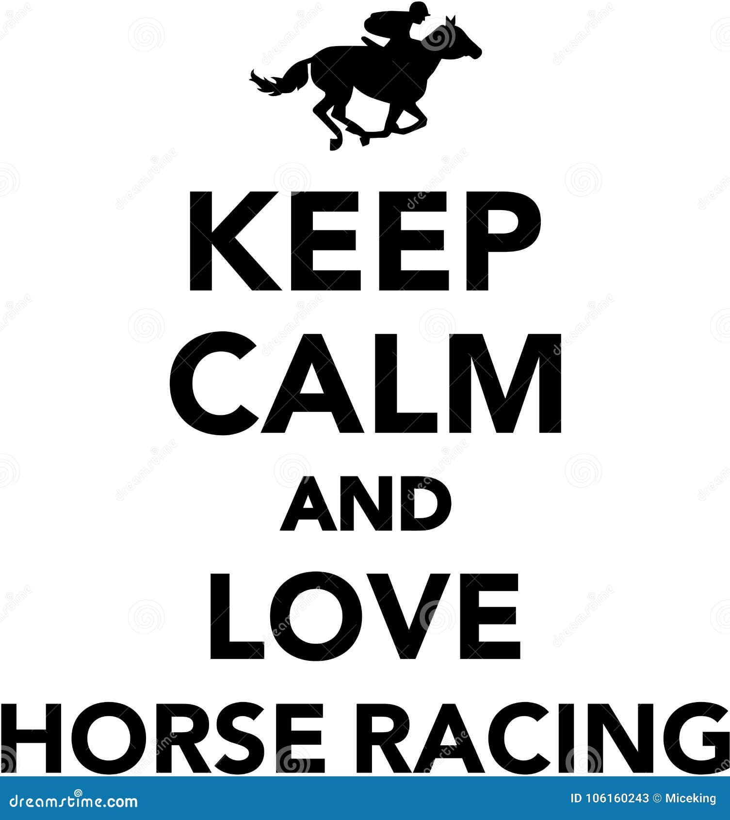Keep Calm and Love Horse Racing Stock Vector Illustration of
