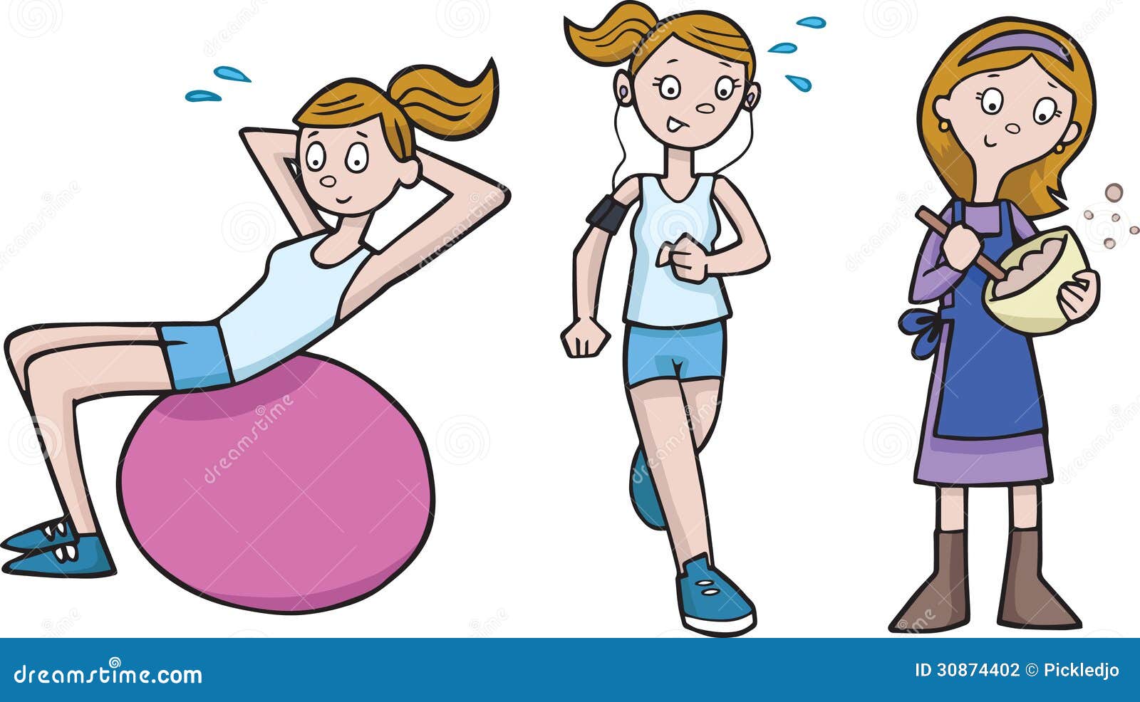 Keep Fit and Baking Mother Cartoon Stock Illustration - Illustration of  cooking, dieting: 30874402