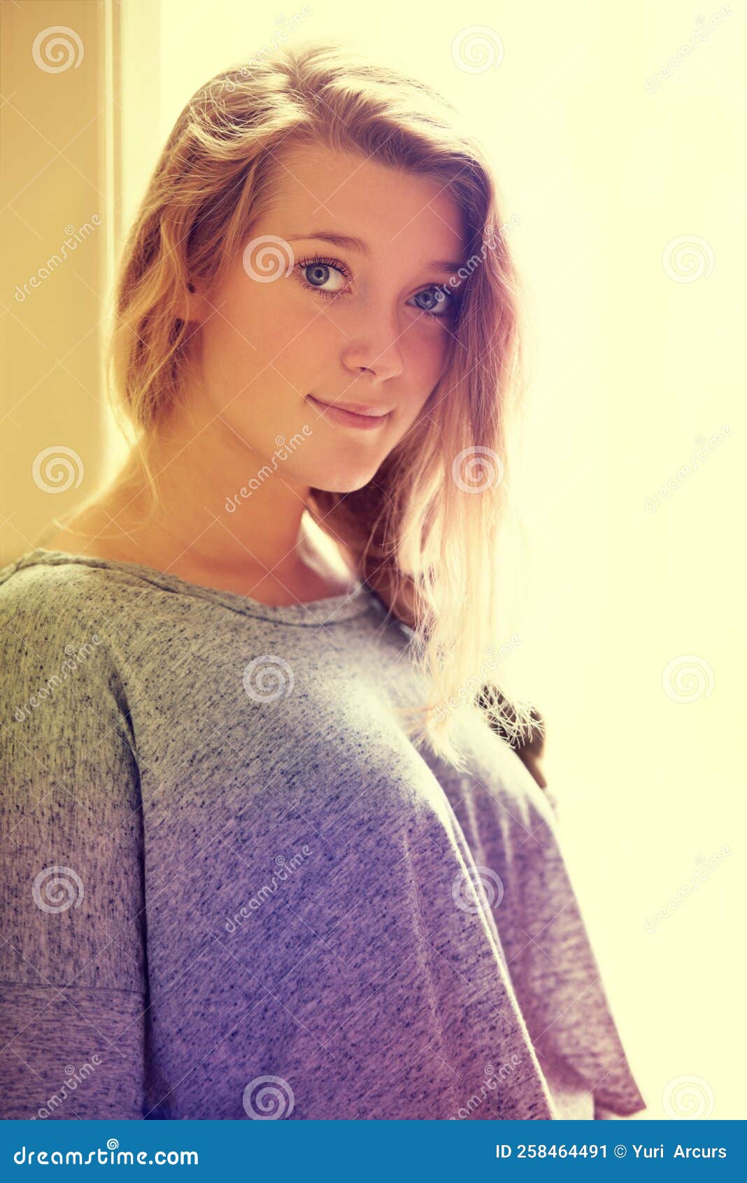 Keeping it Casual. Portrait of a Beautiful Young Girl in a Grey ...