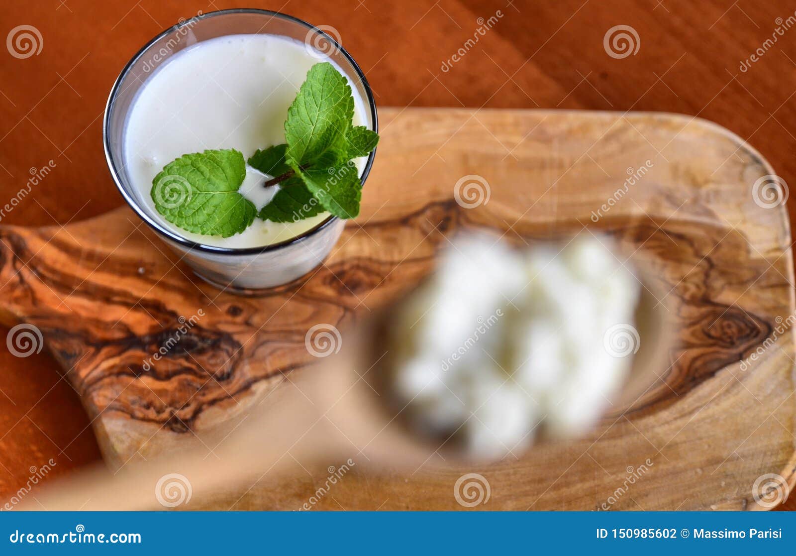 kefir enriched with some mint leaves
