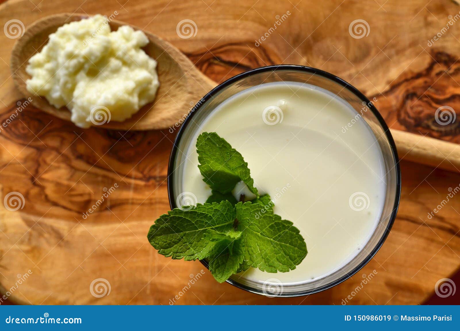 kefir enriched with some mint leaves