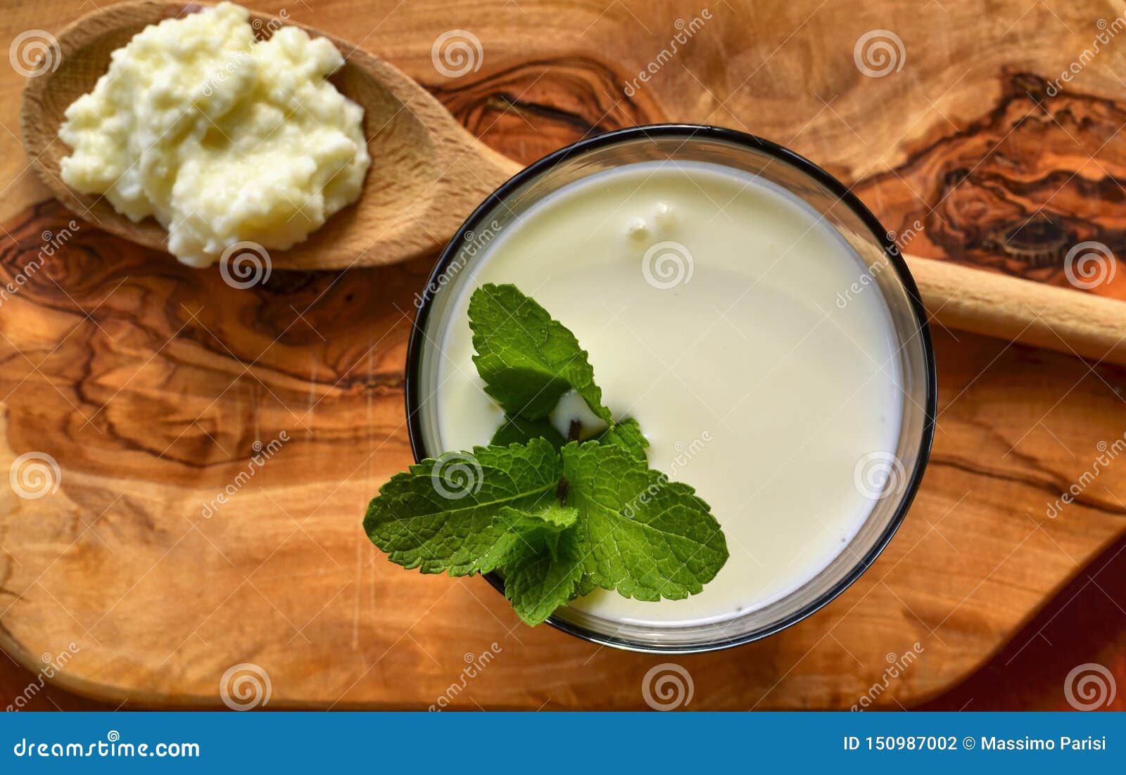 kefir enriched with some mint leaves