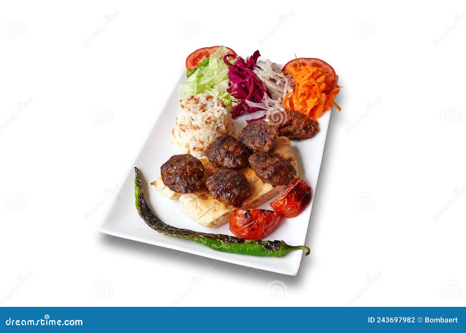 Kefta and Vegetables Isolated on White Stock Photo Image of grill