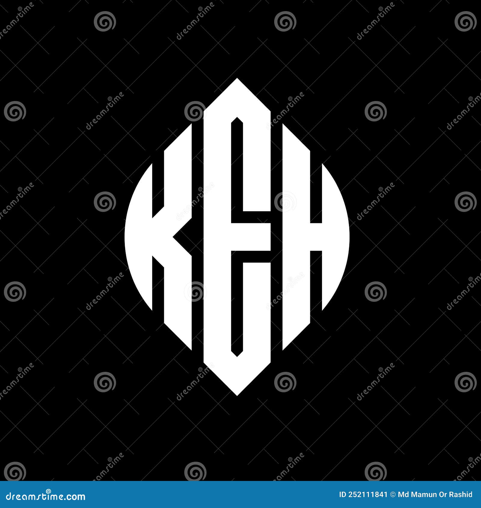 keh circle letter logo  with circle and ellipse . keh ellipse letters with typographic style. the three initials form a