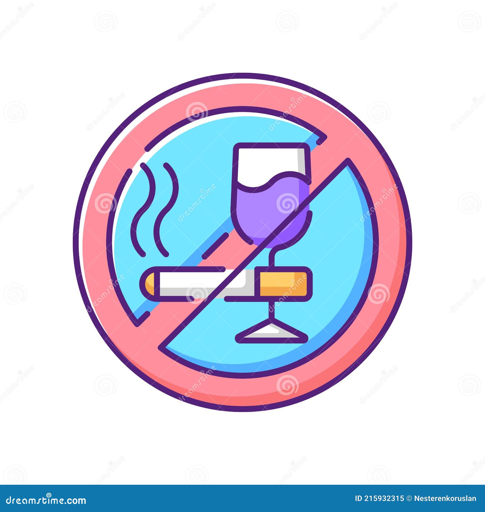 Kein Rauchen Zeichen Von Zigaretten Und Aschenbecher Draufsicht