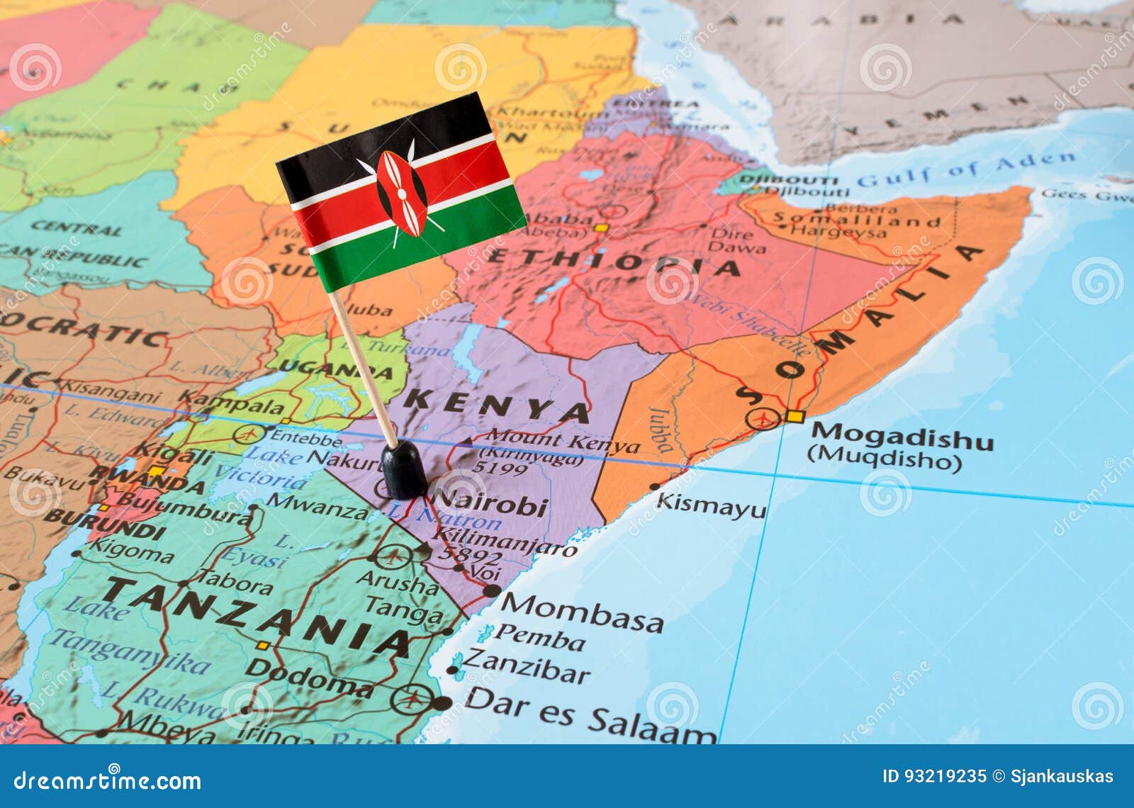 Kenia Karte Und Flaggenstift Stockbild Bild Von Karte Kenia