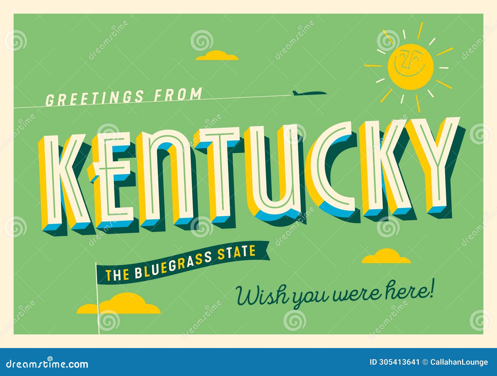 greetings from kentucky, usa - touristic postcard.