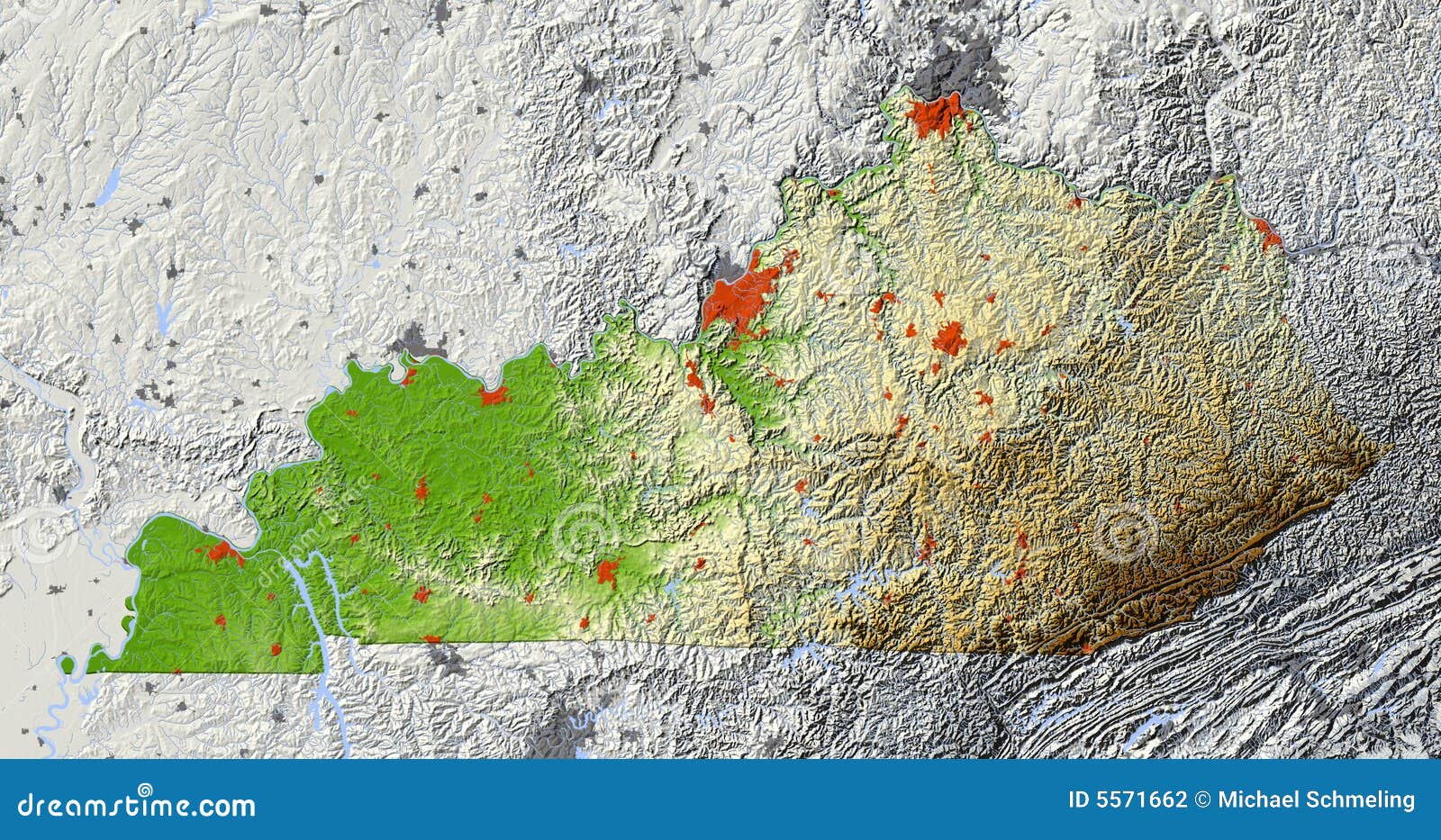 Detailed Kentucky Map Ky Terrain Map - World Map