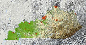 Kentucky, relief map stock illustration. Illustration of topographic ...