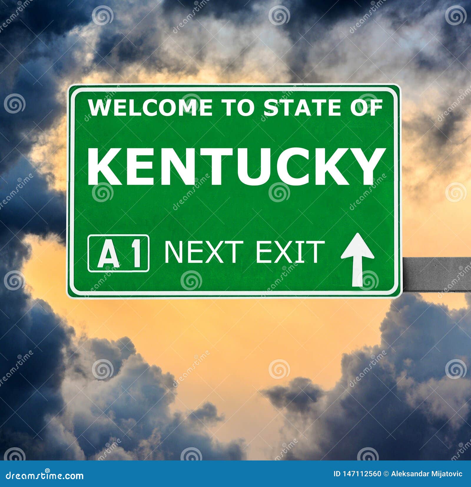 KENTUCKY Road Sign Against Clear Blue Sky Stock Photo Image of america, guide 147112560