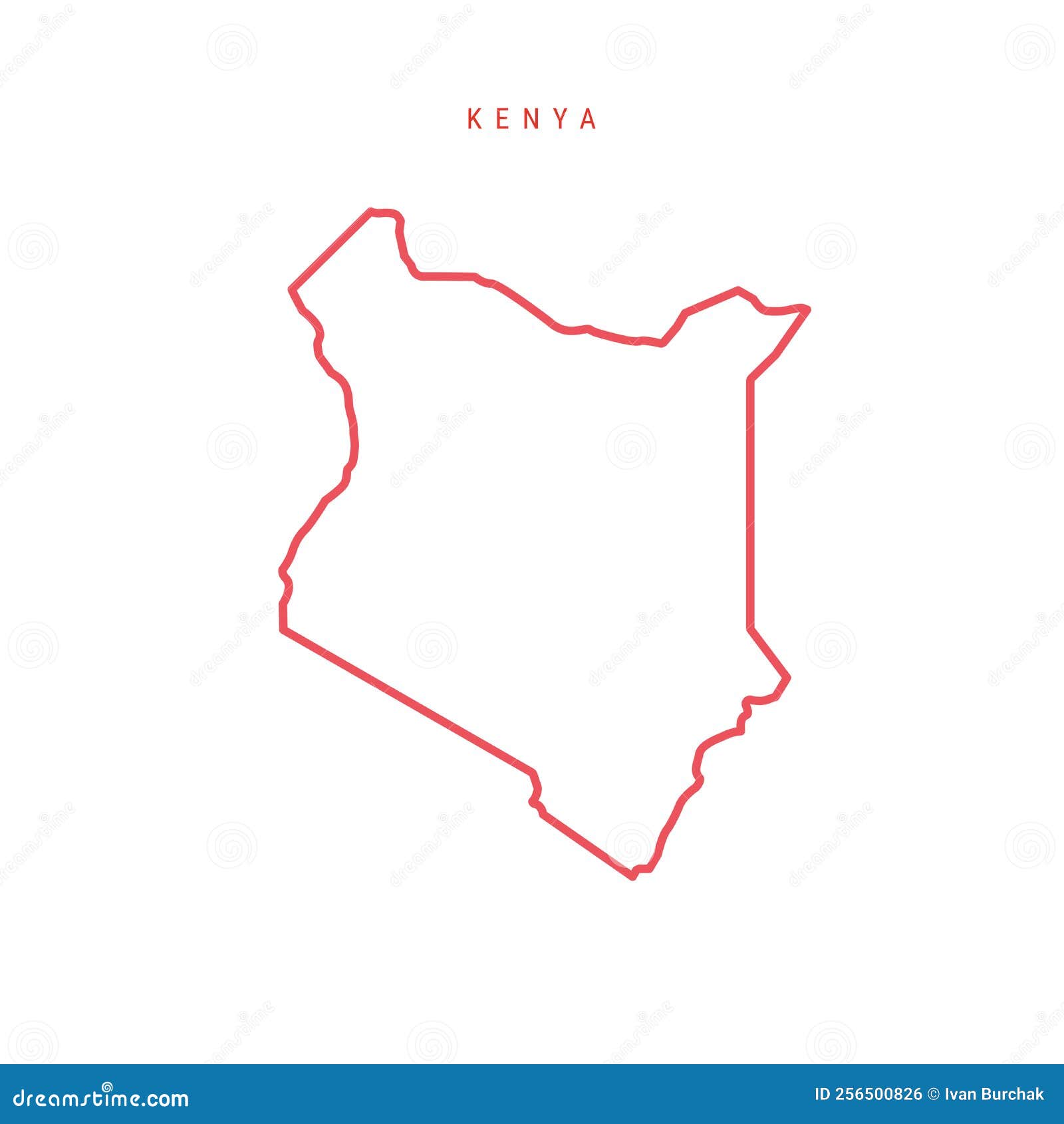 Kenya Editable Outline Map. Vector Illustration Stock Vector