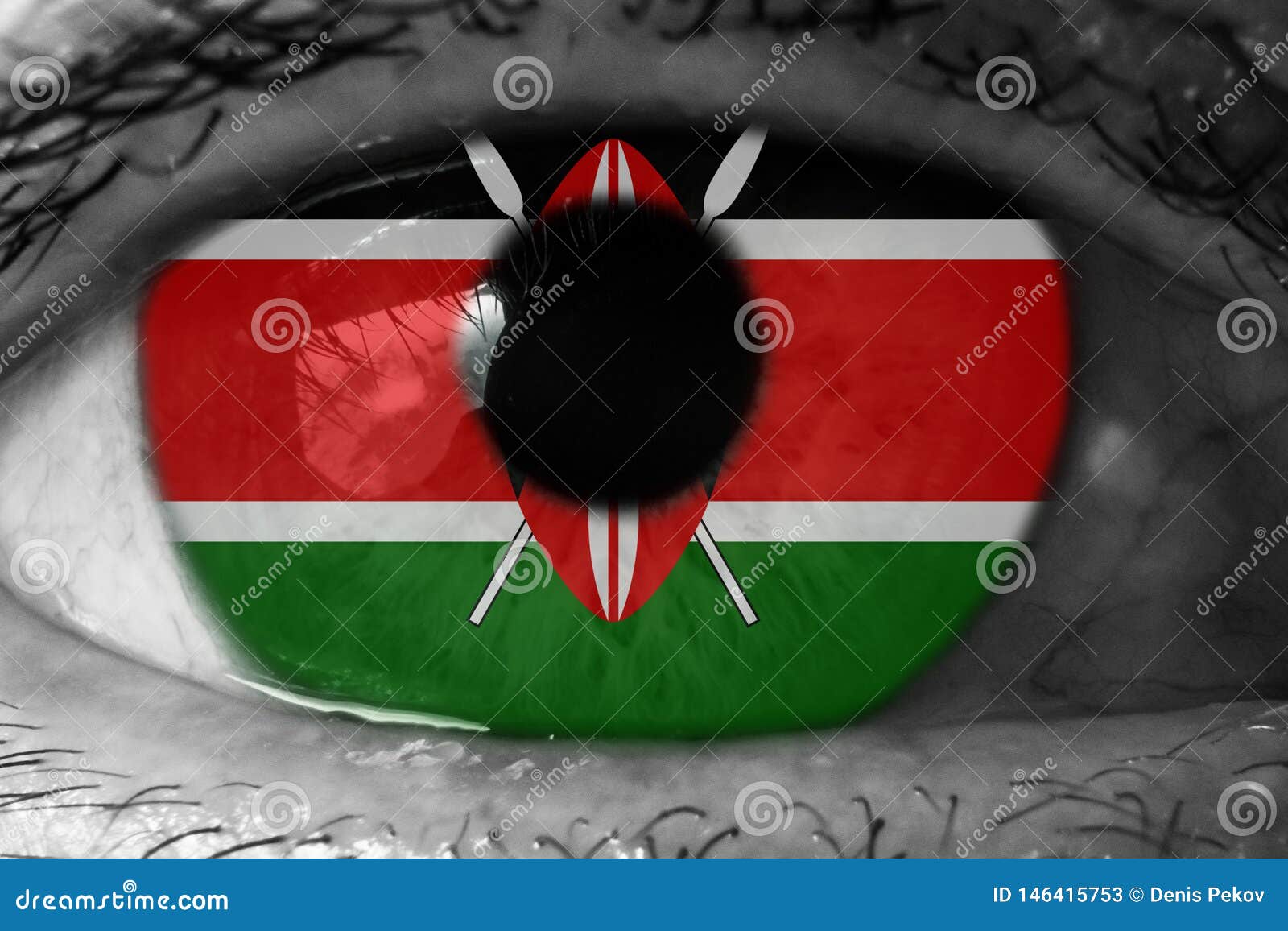 Kenya flag in the eye stock image. Image of national 146415753