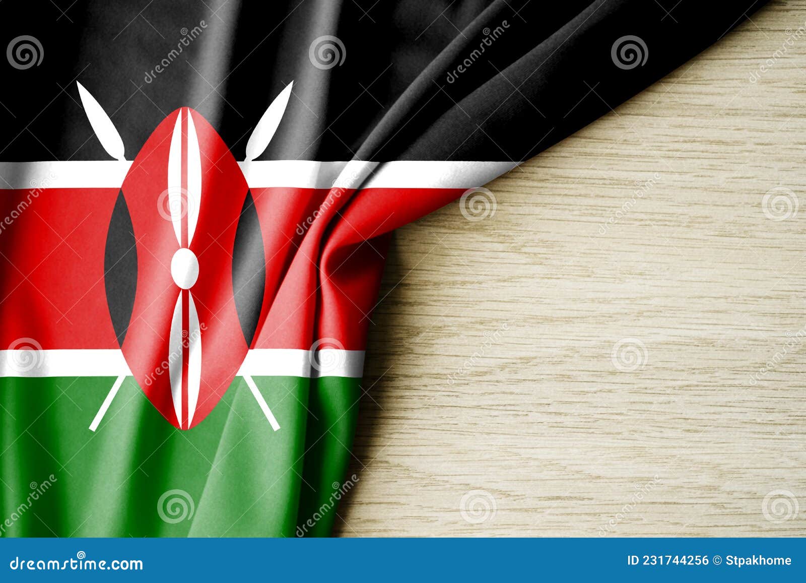 Kenya Flag. Fabric Pattern Flag of Kenya. 3d Illustration Stock Photo