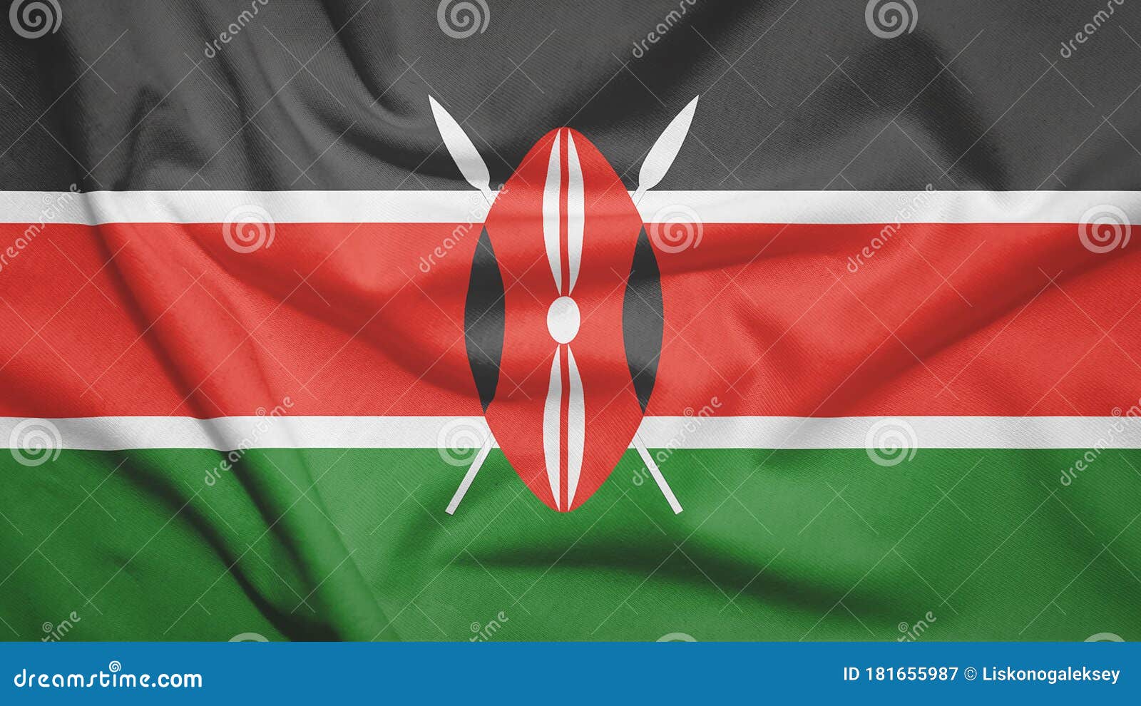 Kenya Flag with Fabric Texture Stock Image Image of poster