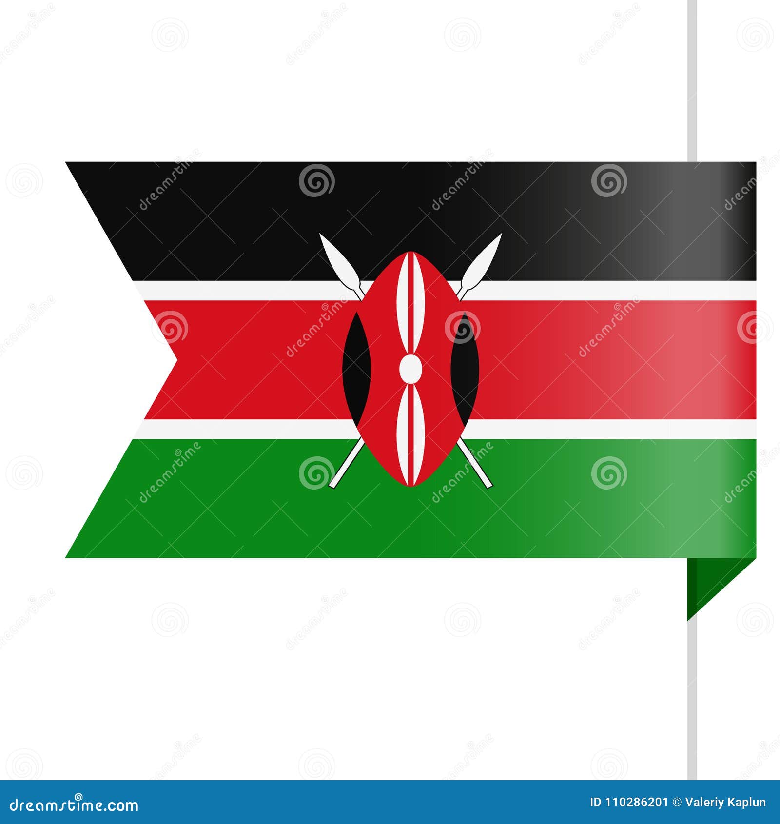 Kenya Flag Vector Bookmark Icon Stock Illustration Illustration of
