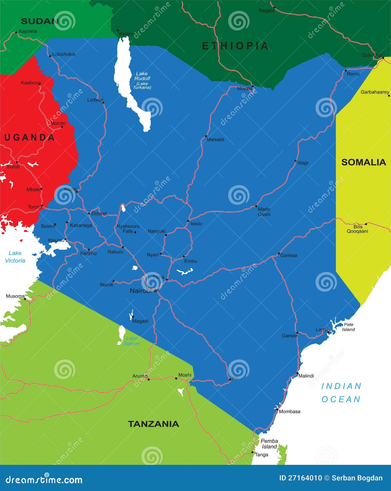 Kenya Map Stock Vector Illustration Of Orange Geography