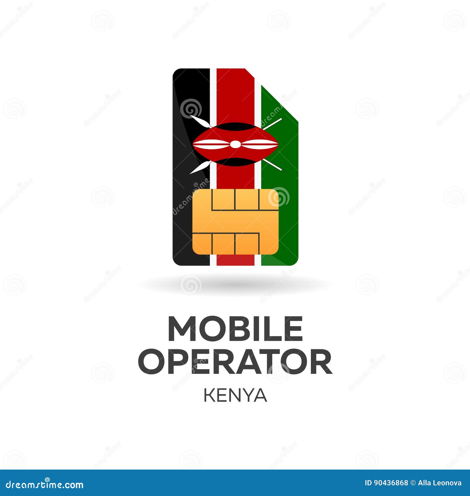 Kenya Mobile Operator. SIM Card with Flag. Vector Illustration. Stock