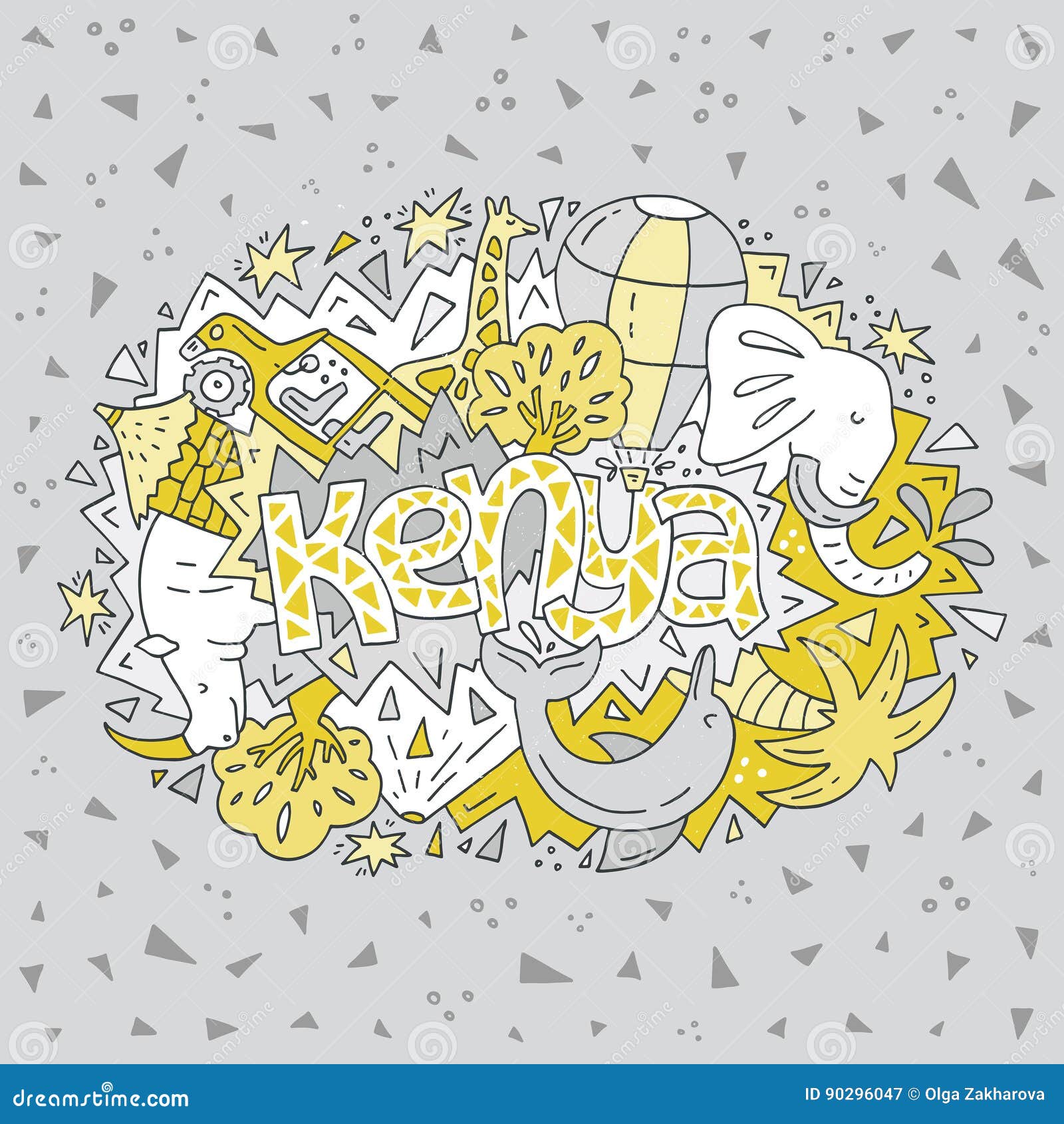 Kenya symbols illustration stock vector. Illustration of hand - 90296047