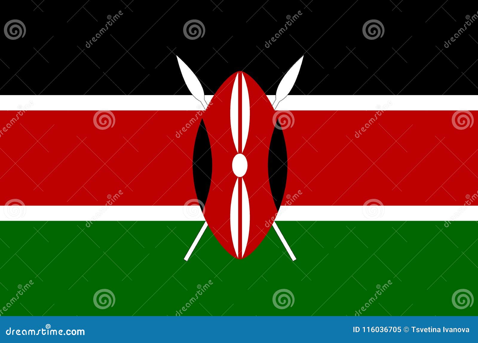 kenyan national flag. official flag of kenya, accurate colors