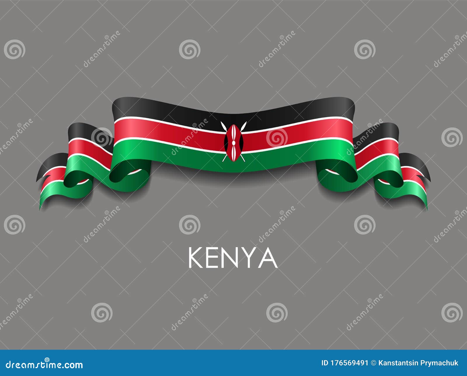kenyan flag wavy ribbon background.  .
