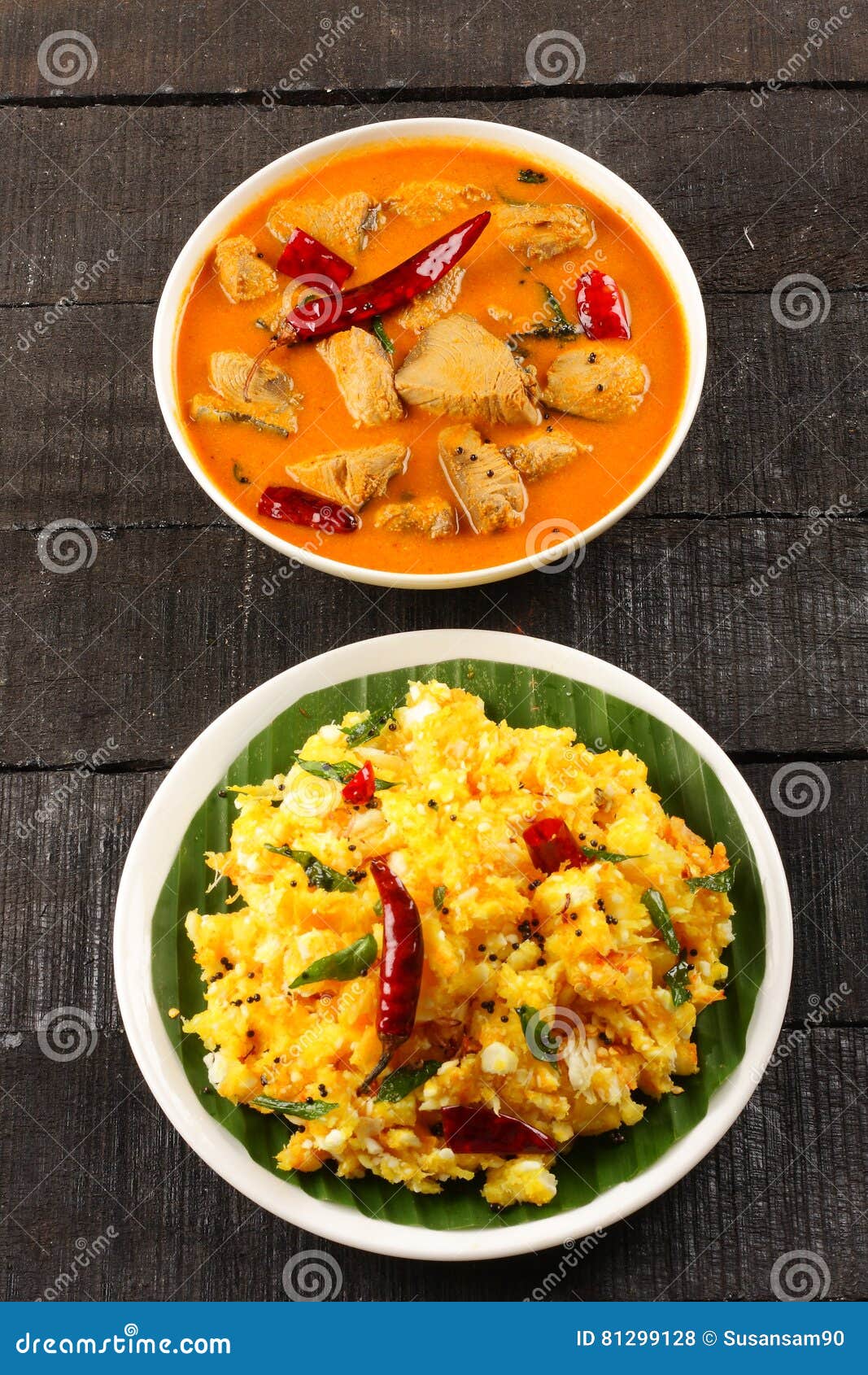Kerala Food Tapioca Served with Fish Curry, Stock Photo - Image of ...