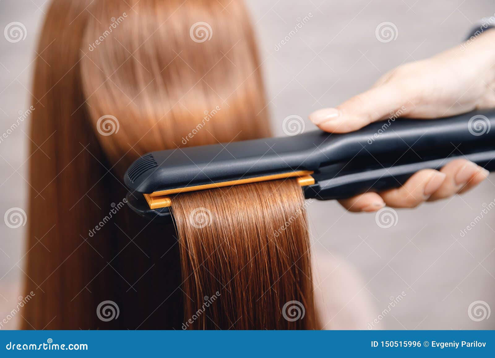 keratin recovery hair and protein treatment pile with professional ultrasonic iron tool. concept straighten