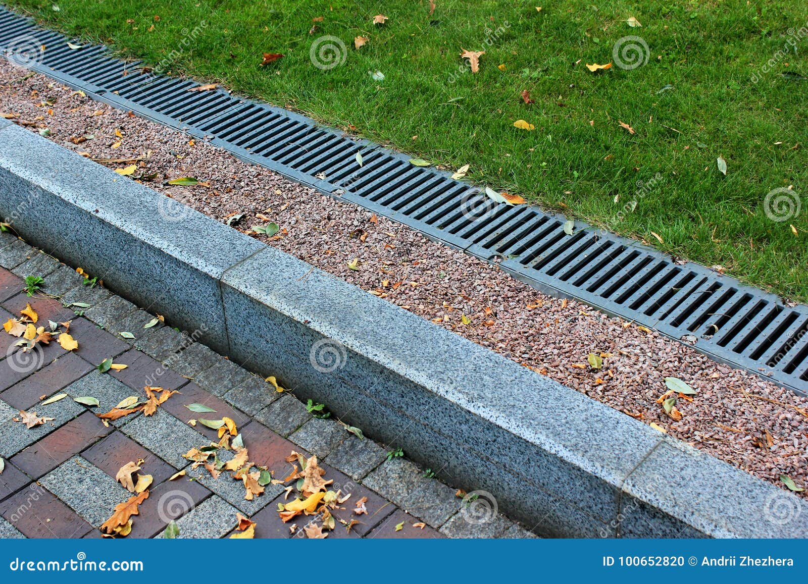 kerbside and rainwater drainage system in a park