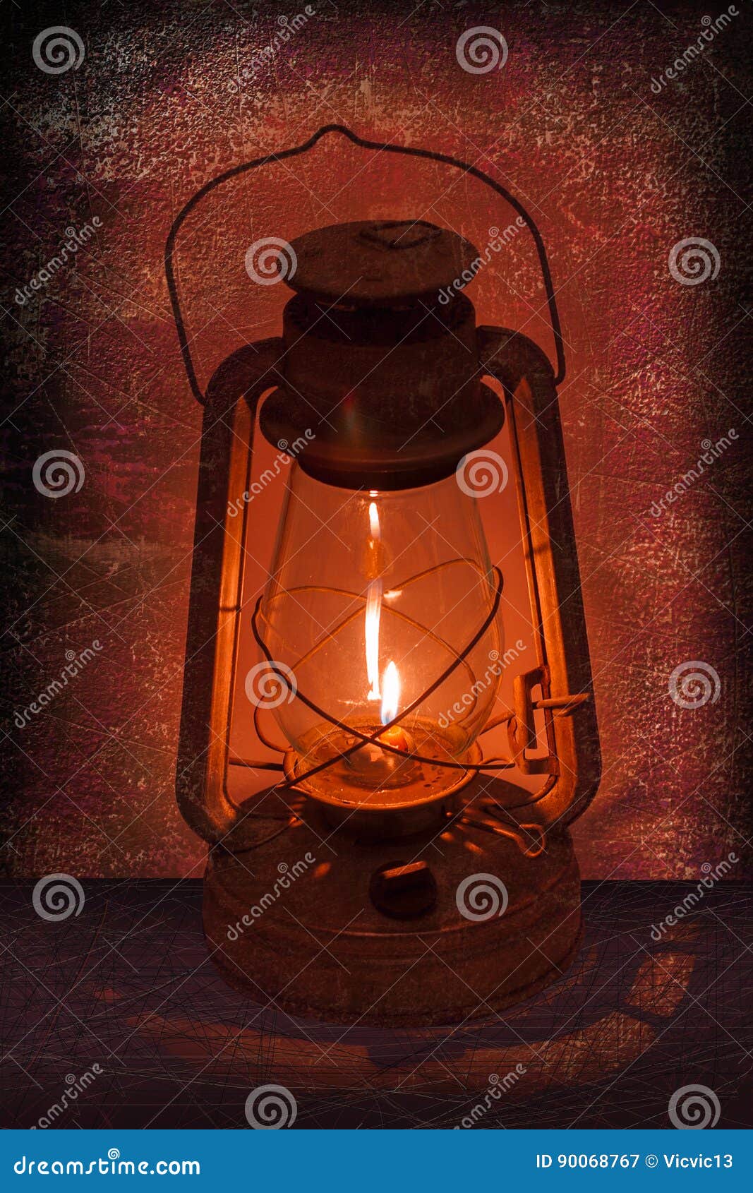 Kerosene lamp is on fire stock illustration. Illustration of metal 90068767