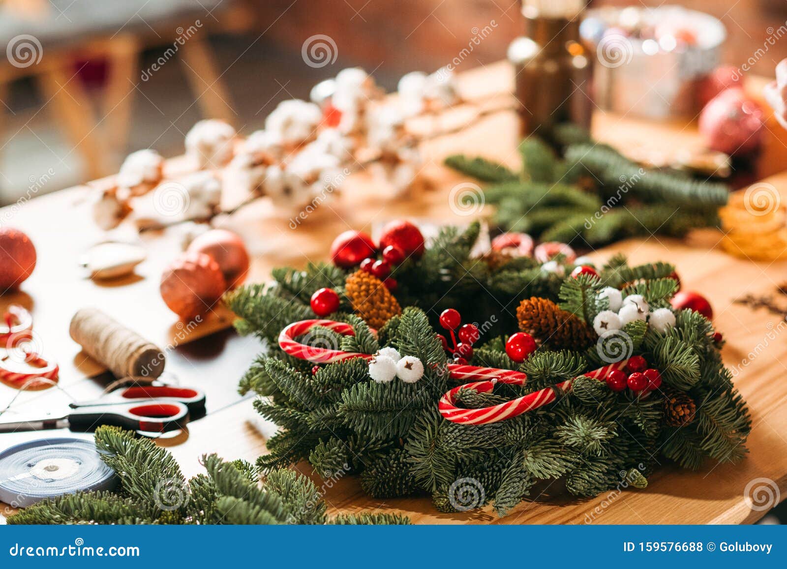 Kerst-interieurdecoratie-bloemist Workshop Stock Foto - Image of ...