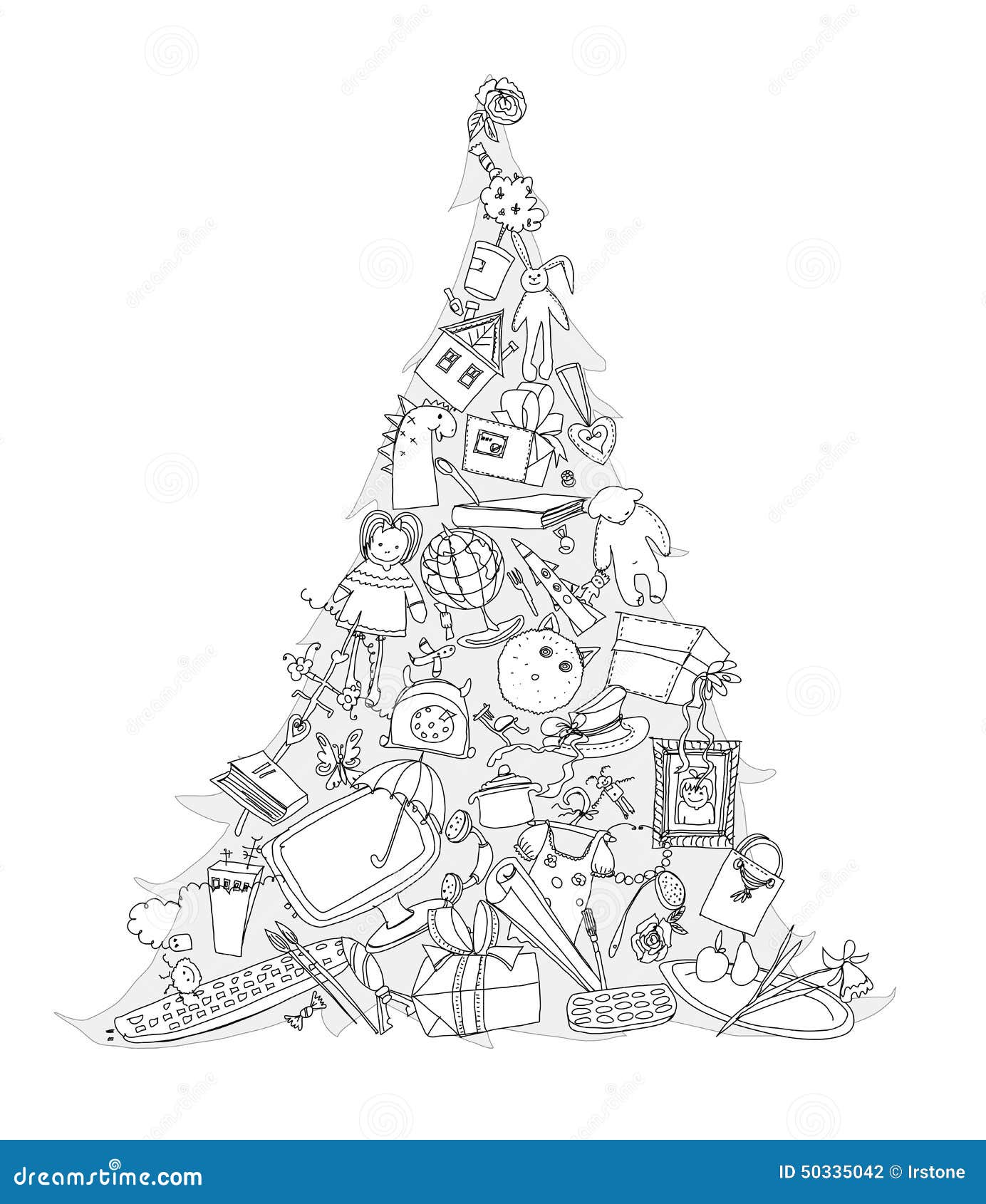 Kerstboom, Schets, De Dromen Van Het Jonge Geitje Stock Illustratie ...