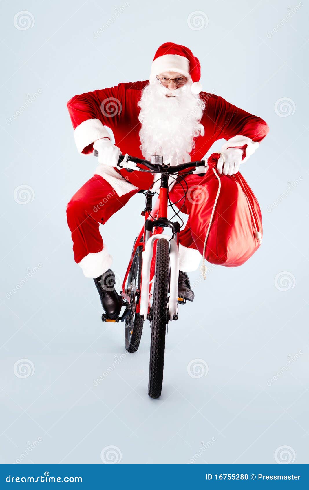 Kerstman Op Fiets Stock Foto. Image Of Viering, Menselijk - 16755280