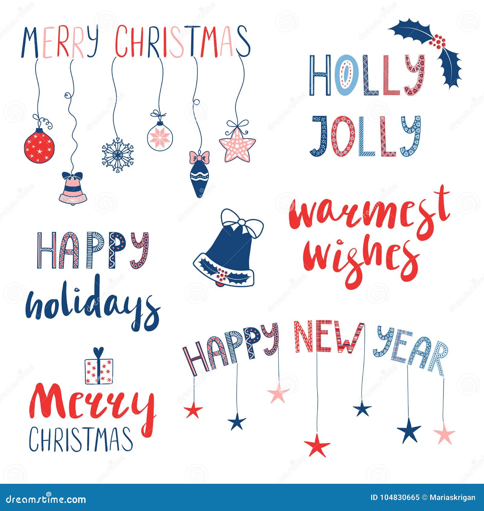 Kerstmis En Nieuwjaar Geplaatste Citaten Vector Illustratie