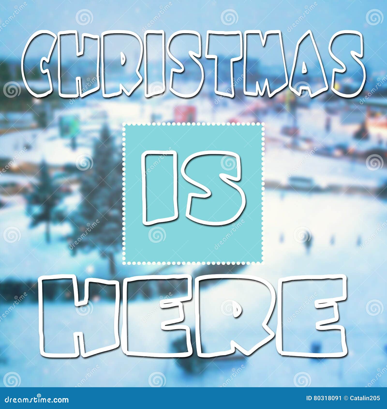 Kerstmis Is Hier Typografisch Citaat Stock Illustratie